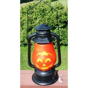 VTG Light Up Pumpkin Face Lantern Halloween Décor Flashing Lights + Eerie Sounds